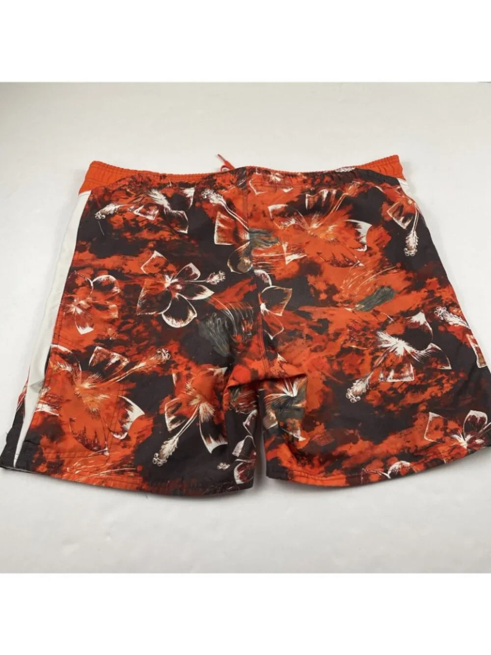Nike Swim Trunks Men’s XL Floral Black Orange Mesh Lined Drawstring Pockets